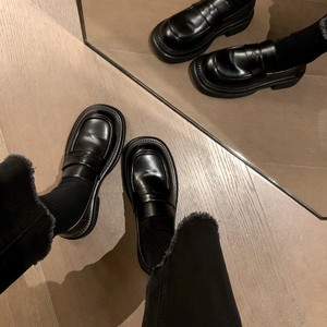 Mocasines de Mujer con Suela Gruesa y Color Desgastado Estilo Británico Vintage, Zapatos de Cuero Pequeños - Product Image 2