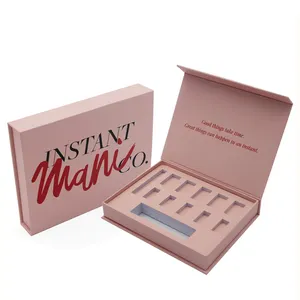 Новое поступление, магнитная бумага на заказ, пустая коробка для упаковки ногтей, уникальные блестящие бумажные Типсы для ногтей, Подарочная коробка с логотипом