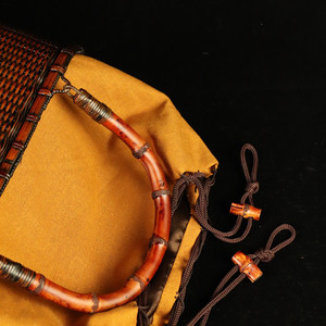 Handmade Bamboo Woven Bag Square Vintage Distressed Women's Handbag Everyday Use Zhejiang Craft - Product Image 2