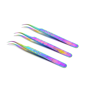 Gran oferta, pinzas para pestañas, extensiones de pestañas con punta de fibra con pinzas de extensión de pestañas de 90 grados, herramientas de belleza de acero inoxidable de alta calidad - Product Image 4