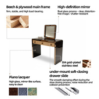 Table de maquillage moderne de luxe en bois massif avec plateau en marbre, grand bureau de toilette carré avec 3 tiroirs pour chambre à coucher