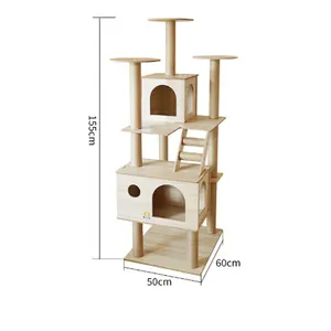 Good Quality Customized Durable Wood Cat Tree Modern Luxury Climbing Frame Cat Scratching Post