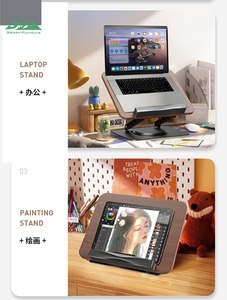 Wayon 調節可能な木製ノートスタンド（360度回転） °   デスク使用時の回転と高さ調整 - Product Image 5