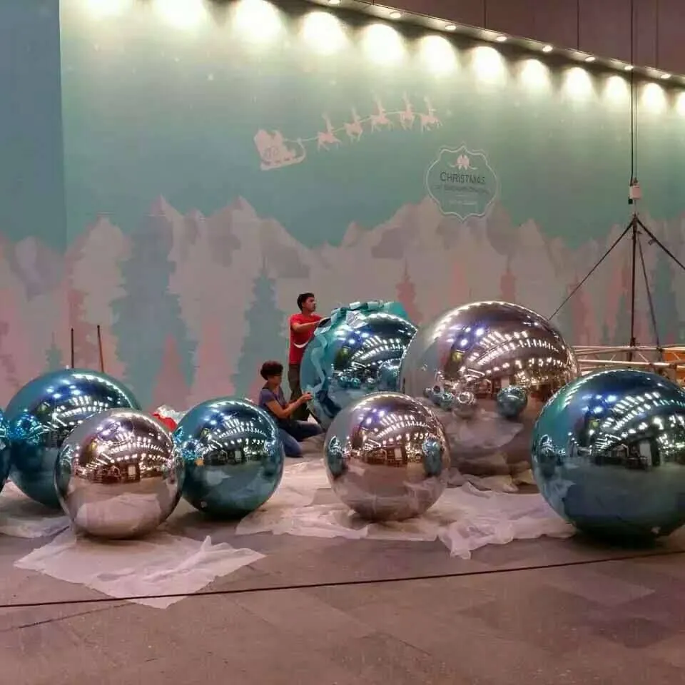 customized inflatable Christmas decoration big hanging mirror ball,giant reflective mirror ball