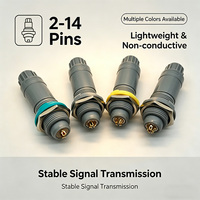 Conector Circular de Empuje y Tracción de Plástico Serie P, Autoblocante, de 2-14 Pines, Enchufe PAG, Conector PKG, Multicolor, Ligero