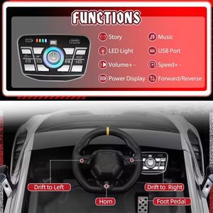 Elektrisches Spielzeugauto für Kinder mit Fernbedienung, 12V Batterie mit Musik und Lichtern, Sicheres Material, 2 Sitze, Schneller Versand - Product Image 5