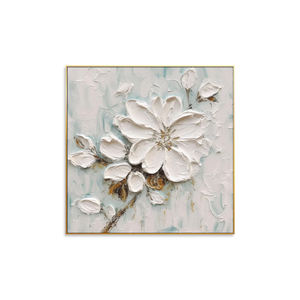 Grande <span class=keywords><strong>peinture</strong></span> à l'huile de <span class=keywords><strong>fleurs</strong></span> texturées <span class=keywords><strong>sur</strong></span> <span class=keywords><strong>toile</strong></span> abstraite paysage floral blanc <span class=keywords><strong>acrylique</strong></span> Art mural moderne salon maison déco - Product Image 2