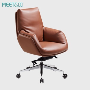 Silla de Oficina Ejecutiva Giratoria Moderna con Respaldo Alto, Silla de Oficina Ergonómica de Cuero PU Marrón con Función de Masaje, Venta al Por Mayor - Product Image 5