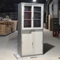Archivador de Acero para Oficina con Puerta Corredera, Estantes Ajustables en Altura, Gabinete con Cerradura para Documentos
