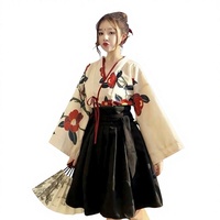 2022 Set Kancing Gaya Cina Retro Oriental Bunga Teh Merah Poppy Hanfu Baru yang Ditingkatkan untuk Kelas Cosplay Wanita Dewasa