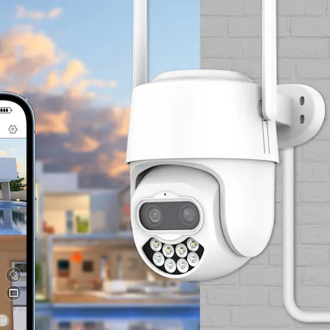 Outdoor Waterproof AI Human Detection Color Night Vision Audio CCTV Video ICsee APP Dual Lens WiFi IP Camera