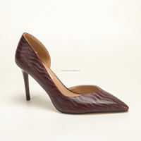 Vente en gros OEM ODM Escarpins D'Orsay à bout pointu et talon aiguille pour femme, texture chevron, fournisseur, collections de détail, sourcing de marques