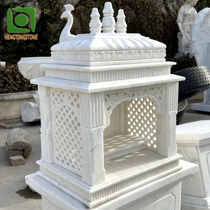 Design religioso del tempio in marmo bianco indiano intagliato a mano per uso domestico - Product Image 1