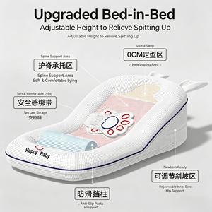Culla 3 in 1 Anti-Rigurgito per Neonati, con Pendenza Regolabile, Cuscino Traspirante in Rete, Portatile, per Bambini da 0 a 2 Anni - Product Image 6