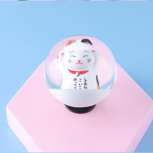 Regalo Creativo de Resina, Bola de Cristal de la <span class=keywords><strong>Suerte</strong></span>, Bola Transparente Decorativa <span class=keywords><strong>con</strong></span> Gato de la <span class=keywords><strong>Suerte</strong></span> para Mesa del Hogar - Product Image 3