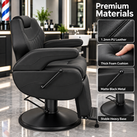 Chaise de Barbier Hydraulique Haut de Gamme Personnalisable en Cuir, Mobilier de Salon Inclinable, Rotatif et Réglable en Hauteur pour Hommes - Vente Chaude