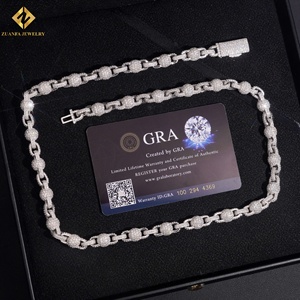 สร้อยคอแบบ Cuban Ball Link สไตล์ฮิปฮอปแบบ Iced Out ราคาขายส่งตามสั่ง ทำจากเงินแท้ S925 ประดับเพชรโมอิสซาไนต์ทรงกลมเต็มเส้น - Product Image 5