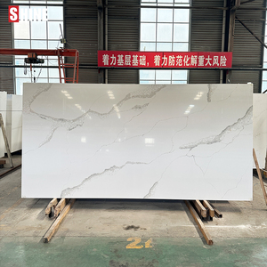 Lastra Grande in <span class=keywords><strong>Quarzo</strong></span> Artificiale Calacatta Bianco Stile Moderno per Top Cucina e Bagno, Design Ispirato alla Via della Seta, Disponibile Modello 3D per Hotel - Product Image 1