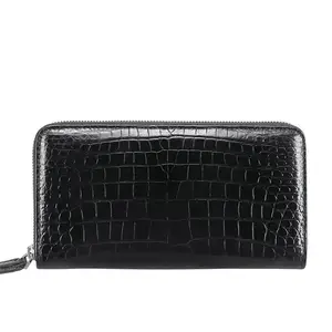 Customized Black Card Wallet Animal Print Handbag Multiple Cards Holder Case Long Leather Wallet
