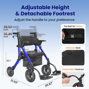 Mateside Andador de acero ajustable profesional con asiento, andador portátil para compras de pacientes, andadores plegables médicos para exteriores - Product Image 2