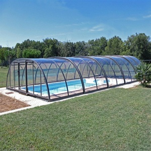 Abri de <span class=keywords><strong>piscine</strong></span> rétractable électrique télescopique pour véranda, structure en aluminium, couverture en polycarbonate, toit mobile, taille personnalisable DIY - Product Image 1