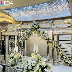LEDA Wedding <b>Party</b> decor Customized Modern Stainless Steel Silver Mirror Metal Square Shape <b>Backdrop</b> - Product Image 3