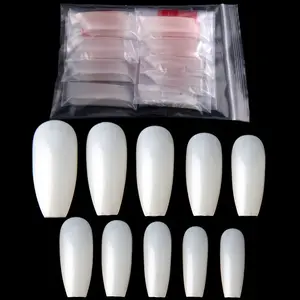 Wholesale 600pcs/Bag New DIY Nail Art Coffin Ballet Press-on Nails Transparent ABS Soft Acrylic Natural Color Design Artificial