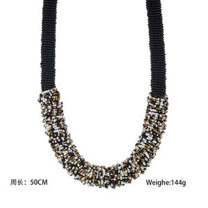 สร้อยคอทอหลายชั้นทำด้วยมือสไตล์แอฟริกันสร้อยคอโบฮีเมียนลูกปัดข้าวหลากสีชุดสร้อยคอพูดเกินจริงสำหรับผู้หญิง - Product Image 3