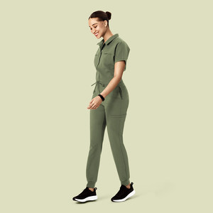 Uniformes Médicos, Conjuntos de Uniformes, Monos y Trajes de Mujer, Uniformes de Enfermería con Cuello <span class=keywords><strong>Polo</strong></span>, Mangas Cortas, Pantalones Jogger, Uniforme Médico de Enfermera - Product Image 5