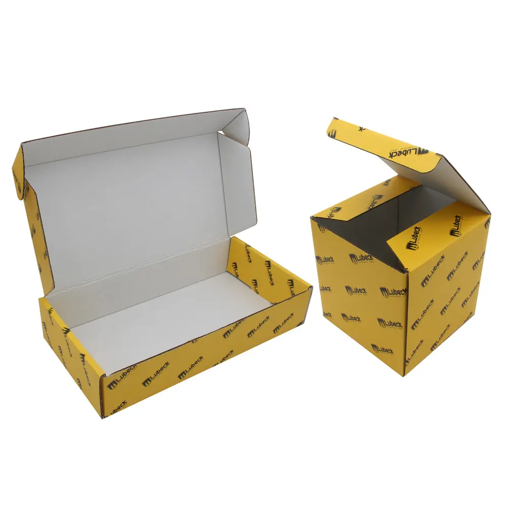 สีเหลืองที่กำหนดเองบรรจุภัณฑ์กระดาษจัดส่งฟรีกล่อง Scatole Di Cartone Mailer สีเหลืองการจัดส่งกล่อง