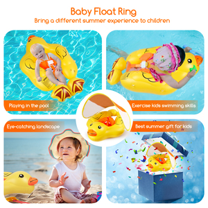 Flotador de Piscina para Bebé con Forma de Pato Amarillo, con Toldo UPF 50, Chaleco Salvavidas para Bebés, Asiento de Seguridad, Set de Juego Acuático para Niños Pequeños - Product Image 6