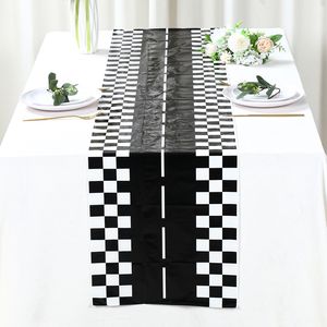 35*180cm rettangolari <span class=keywords><strong>in</strong></span> <span class=keywords><strong>plastica</strong></span> per pista da corsa <span class=keywords><strong>in</strong></span> bianco e nero pista da corsa decorazione Desktop per Runner da tavolo - Product Image 4