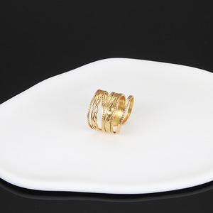 Anillo Abierto de Acero Inoxidable Estilo Europeo y Americano, Anillo Geométrico Ajustable Chapado en Oro de 18K - Product Image 6