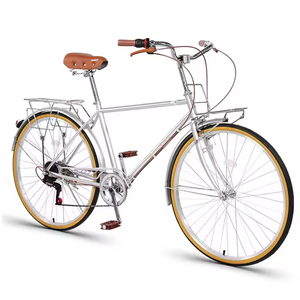 Vente flash Vélo <span class=keywords><strong>adulte</strong></span> 7 vitesses 24/26 pouces en acier à haute teneur en carbone Vélo urbain vintage pour femmes Vélo de ville Capacité de charge de 150 kg - Product Image 2