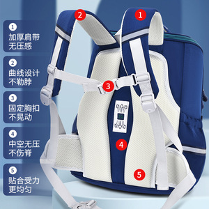 ZMBABY Student <b>Backpack</b> 18 In <b>Large</b> <b>Capacity</b> Color Blocking Stripe Design For Boys School Education - Product Image 2