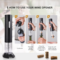 Ouvre-vin électrique 4 en 1, accessoires pour vin, cadeaux de festivals, fonctionnement à piles, avec bouchon à vin