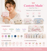 Mini sac à main en coton floral personnalisé, petite trousse de toilette portable avec fermeture éclair pour rouge à lèvres et écouteurs