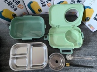 Boîte à lunch isotherme pour enfants WS169, boîte à repas en PP et métal pour micro-ondes, contenants alimentaires, boîte à lunch en acier inoxydable 304 avec sac à lunch