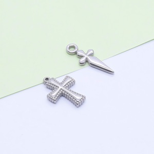 จี้รูปกางเขนสแตนเลสขนาดกลางขัดเงาอุปกรณ์ทำเครื่องประดับ DIY - Product Image 4