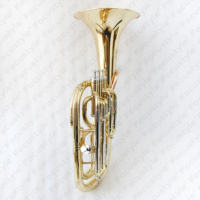 High End Brass Body Baritone Horn 3+1 Valves 3 Water Keys Clear Lacquer and Bb Tone Baritone Horn