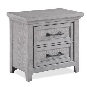 Light Gray Two <b>Drawer</b> Nightstand Wooden Bedroom Furniture Metal Pull <b>Storage</b> <b>Drawer</b> - Product Image 1