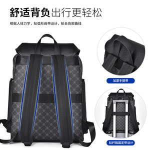 Men's Laptop Backpack 16-Inch Waterproof Geometric Pattern Casual Travel <b>Bag</b> Unisex 20-35L Capacity - Product Image 3