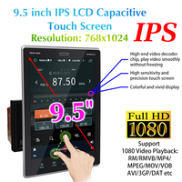 Pantalla táctil TN de 9,5 pulgadas, radio de coche, teyes