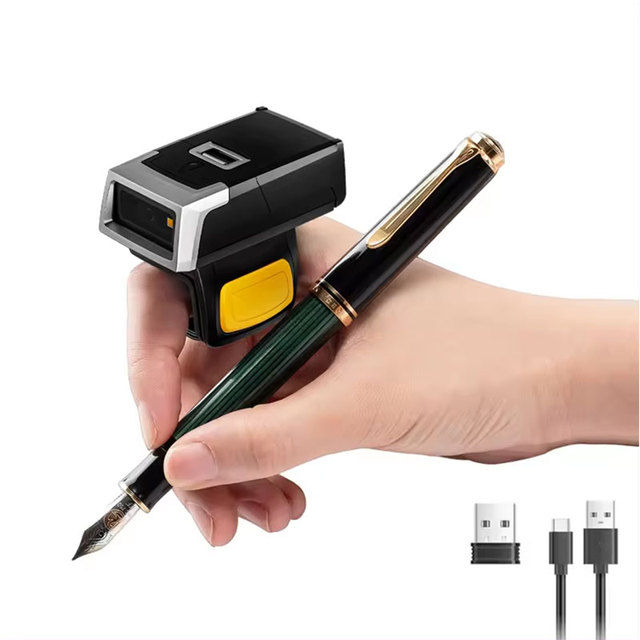 Factory Price Mini Finger Ring Barcode Scanner Image Usb BT Wearable Glove Barcode Scanner