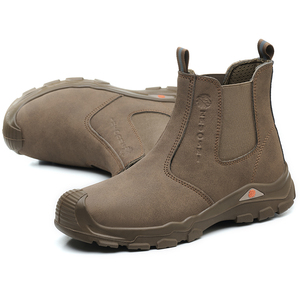 Bottes de travail mi-montantes OEM ODM 307-2 en <span class=keywords><strong>cuir</strong></span> microfibre <span class=keywords><strong>noir</strong></span>, anti-écrasement, sans lacets, type Chelsea, pour la sécurité - Product Image 4
