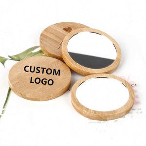 Grand miroir de poche naturel avec poignée pour salon de coiffure, miroir mignon pour hommes et femmes, cadeau promotionnel - Product Image 1