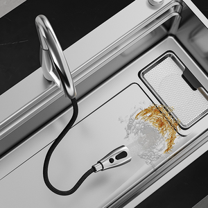 Fregadero de cocina de acero inoxidable 304 de un solo tazón grande con cesta de drenaje y estación de trabajo para uso doméstico - Product Image 4