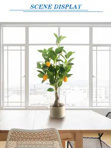 Fruit Tree Plant Small Fake Fruit Plant With Cement Pot Indoor Artificial Lemon Tree