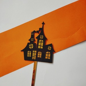<span class=keywords><strong>Happy</strong></span> Halloween Noir et Jaune Acrylique Château Maison Arbre Démon Cimetière & Toile D'araignée Gâteau Topper pour Halloween Gâteau Décoration - Product Image 6