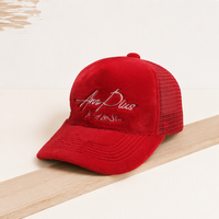 Casquette Trucker 5 Panneaux en Velours avec Logo Brodé Personnalisé, Casquette Trucker en Maille Unisexe Réglable pour Sport et Activités de Plein Air, Course à Pied et Cyclisme
